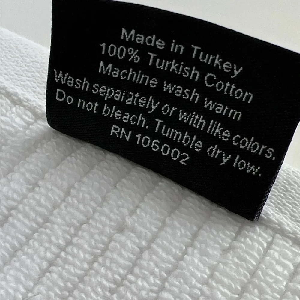 Hotel Collection Bath Towels Plush White Ribbed Turkish Cotton Set of 2 NEW